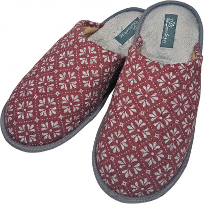 Chinelo Ladora Feminino Vermelho com Flores Cinza -  LE2112