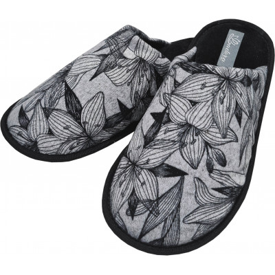 Chinelo Ladora Estampado Feminino Floral Cinza e  Preto - LE2117